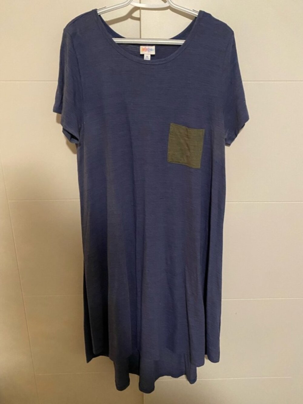 Navy Green Pocket Short Sleeve T-Shirt Dress